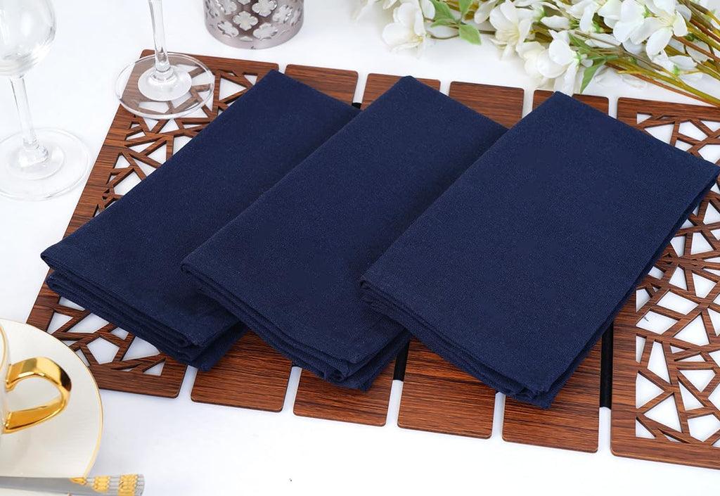 Solid Cloth Napkins Set of 12 Navy Blue 100% Cotton Dinner Napkins 18x18 inches - Reusable, Absorbent & Washable