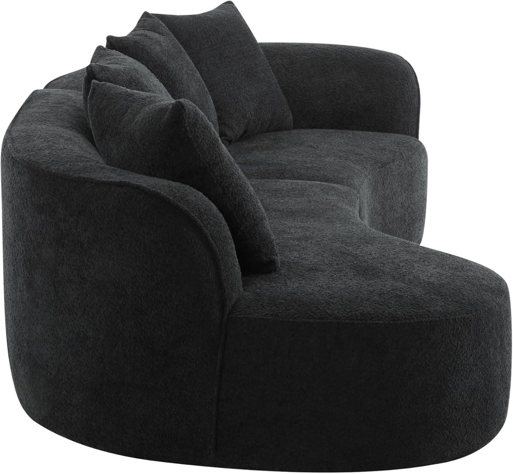 126 Inch Curved Sectional Sofa, Oversized 5-Seater Modern L-Shape Couch with 4 Pillows, Modular Velvet Fabric Sofa