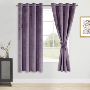 Velvet Curtains 52x63 Inch Length Set of 2 Panels Lavender