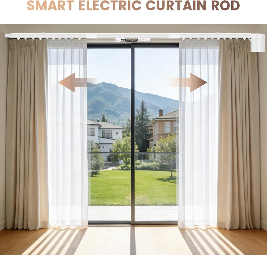Smart Electric Curtain Track, 98.4" Motorized Curtain Rail with APP & Remote Control, Ultra Quiet Automatic Smart