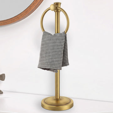 Hand Towel Holder Stand Free Standing Towel Bar Antique Brass