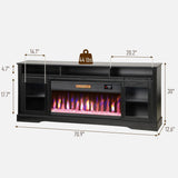 Fireplace TV Stand for TVs Up to 80 Inches, Modern Entertainment Center with 36" Glass Electric Fireplace & LED Lights