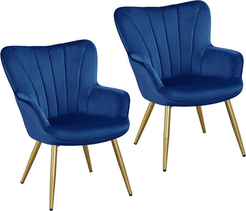 Velvet Accent Chair, Modern Armchair with Wing Side and Metal Legs, Cozy and Soft Padded and High Back /Home
