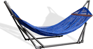 Home Fashion Portable Hammock with Collapsible Steel Stand, 450 lbs Capacity, No Tools Assembly, Carrying Bag