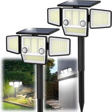 Solar Lights Outdoor, Motion Sensor Outdoor Lights with Stakes | In-Ground or Wall Mount, 360° Wide-Angle