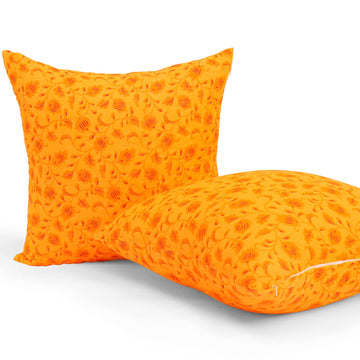 Quilted Pillow Shams Set of 2 Orange Sunflower Pillow Covers Floral Pillowcases Matching Bedding Decoration (18" X