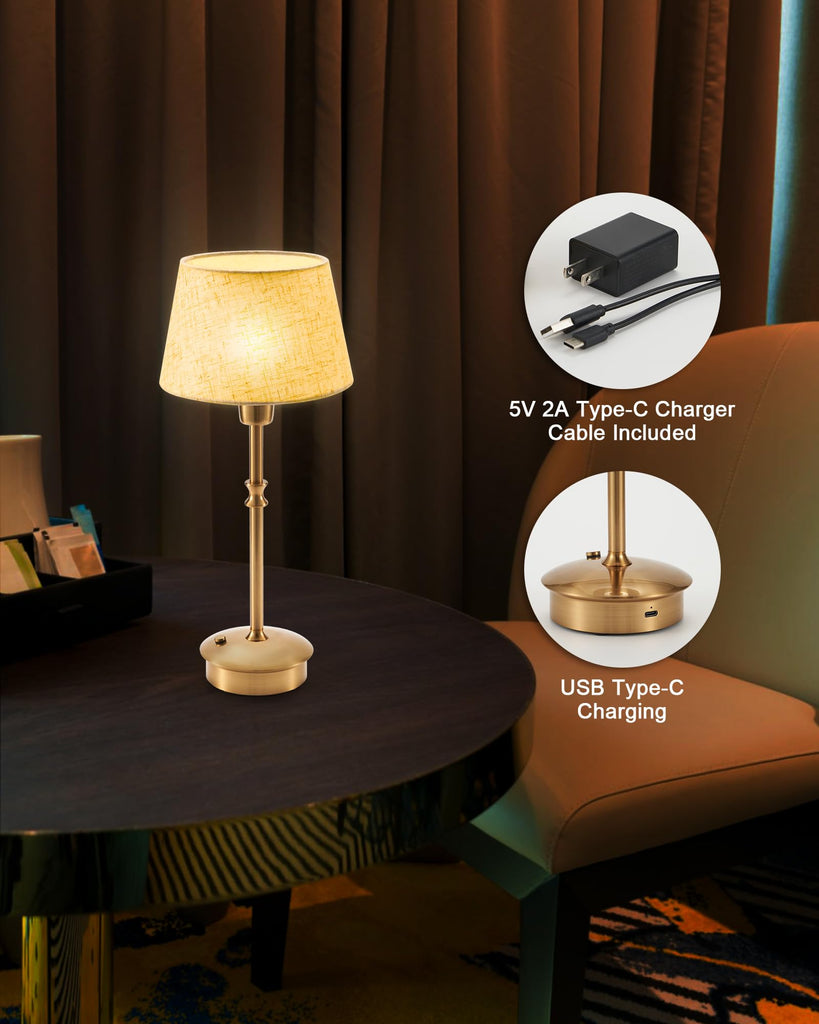 Cordless Rechargeable Table Lamp, Small Battery Operated Table Light