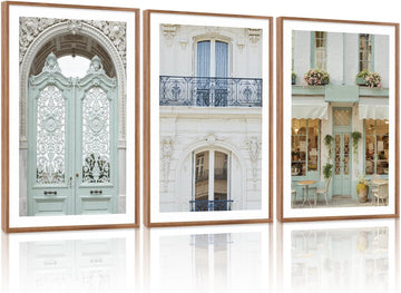 KAlRNE Vintage Italian Large Wall Art,Set of 3(24''X36''),Modern Paris Cityscape Wall Decor,European Street Picture