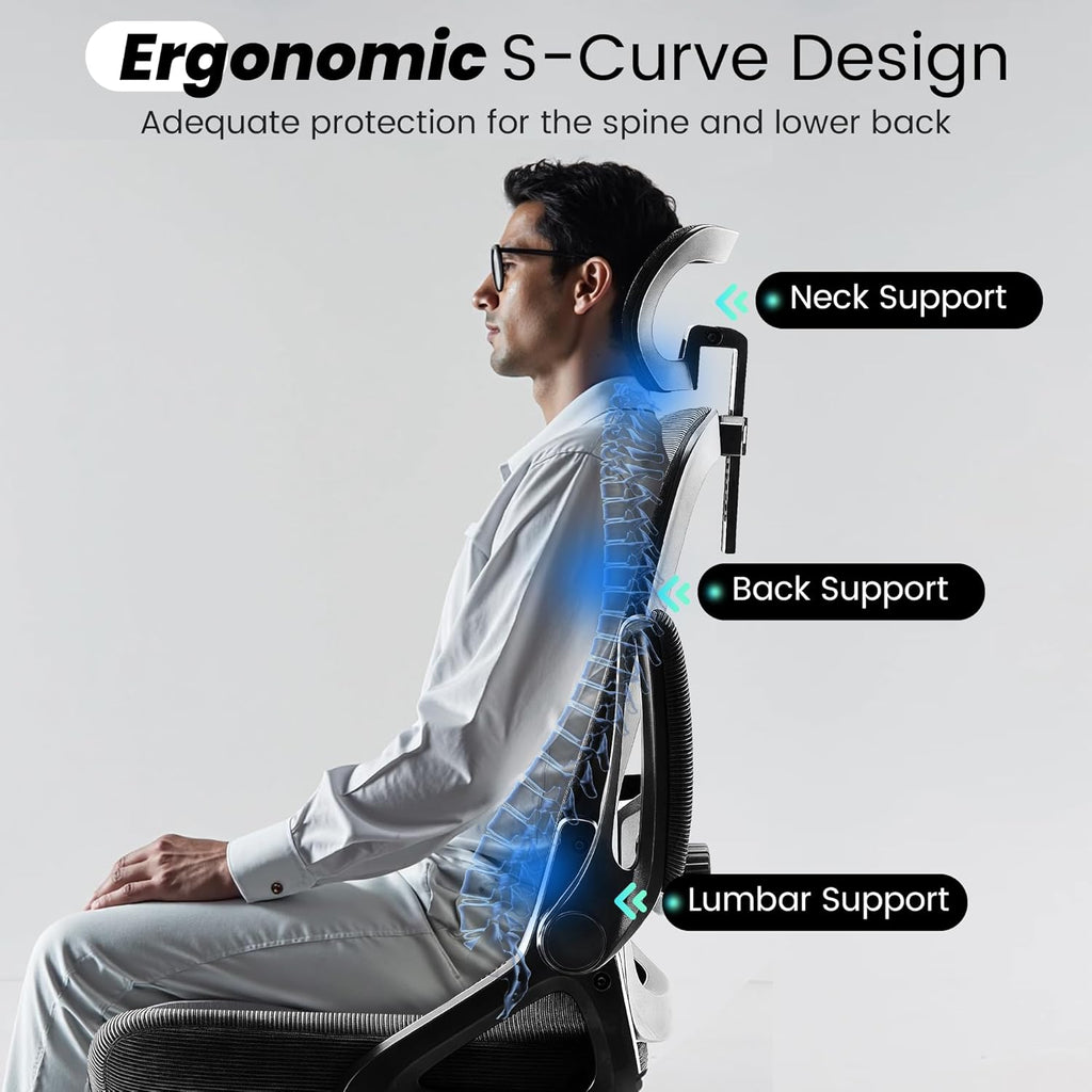 Ergonomic, 400 LBS Computer Chairs with Adjustable Lumbar Support, Breathable Mesh Desk Chair Ergonomic with