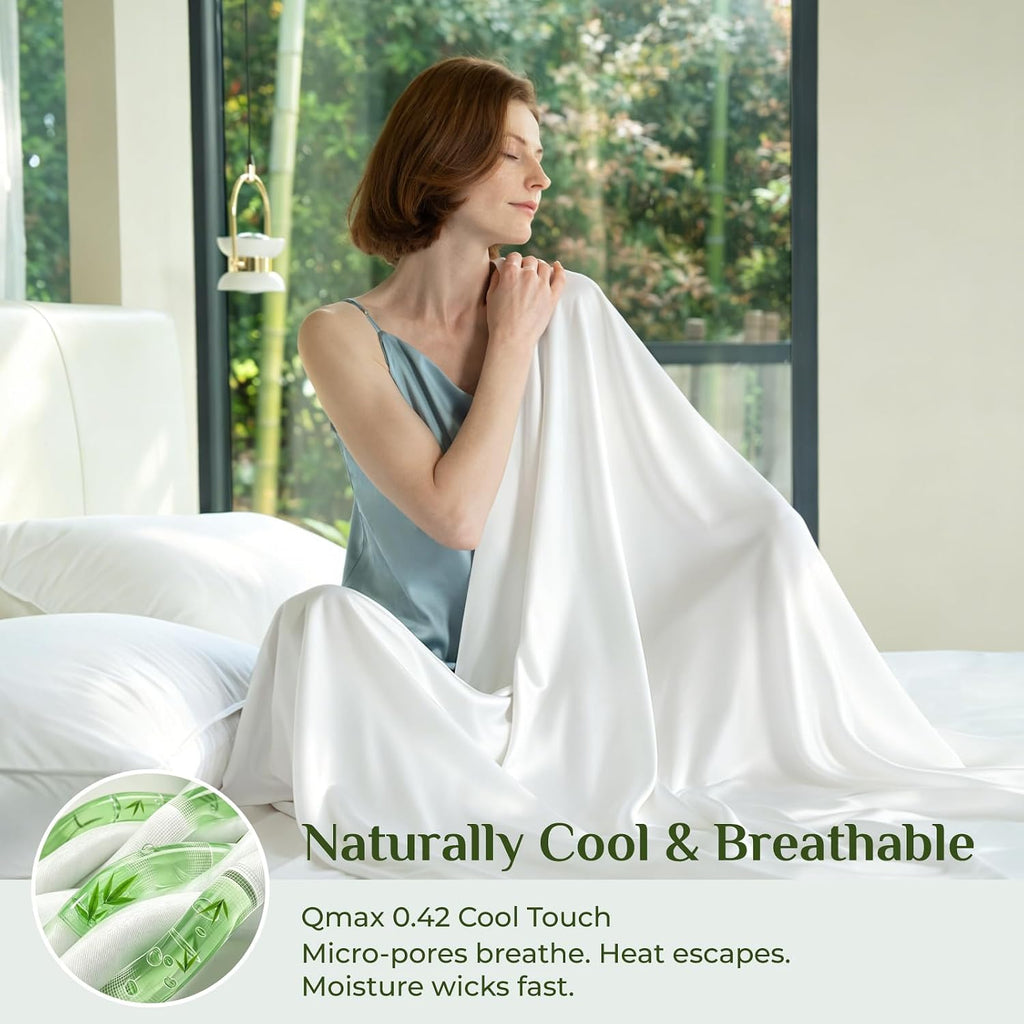 Bamboo Viscose Sheet Set, King, 4 Pieces, White - Set of 4