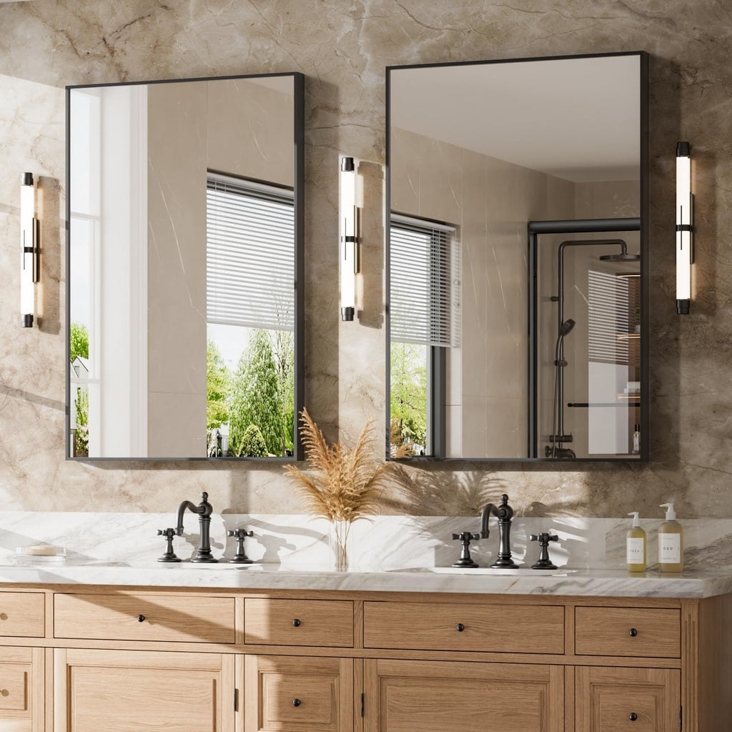 Bathroom Vanity Mirror for Wall, 2 Pack 24" x 36" Metal Framed Rectangular Bathroom Wall Mirror for Over