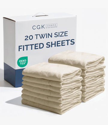 Twin Fitted Sheet - Single Fitted Sheet Only - 8-16" Deep Pockets - Cream