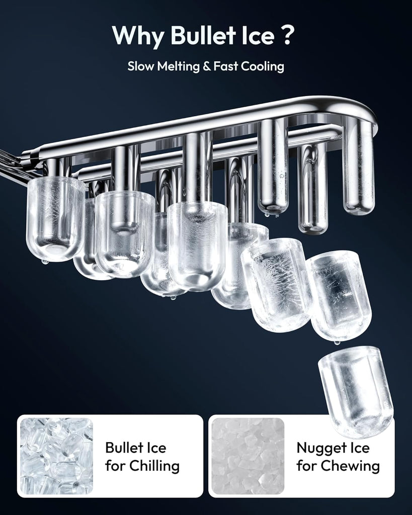 Countertop Ice Maker Machine with Handle, 26lbs Per Day, 9 Bullet Cubes in 6 Mins, Self-Cleaning Portable Ice Maker