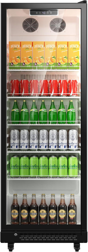 Commercial Beverage Refrigerator, 12.1 Cu.Ft Glass Door Display Refrigerator with Soft LED Light and Adjustable