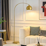 Brushed Gold Arc Floor Lamp 71" Tall, Dimmable 12W LED Smart Standing Lamp with Remote
