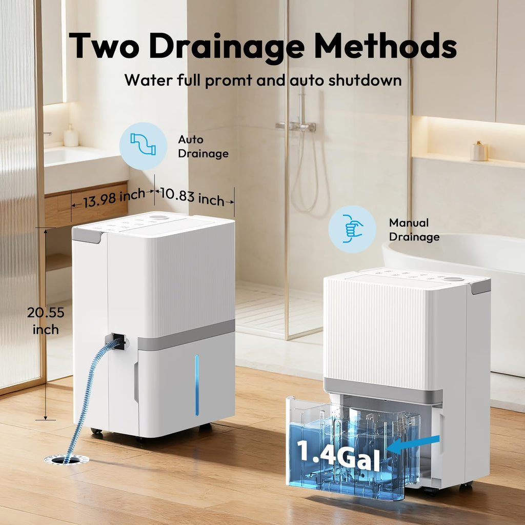 5000 Sq.Ft Dehumidifier for Basement and Home, 75 Pints Dehumidifier with Drain Hose, Smart Humidity Control, 24H