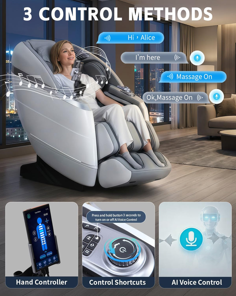 4D Massage Chair Full Body Zero Gravity Recliner,36 Airbags | Flexible 166° SL-Track with Yoga Stretch,18 Massage