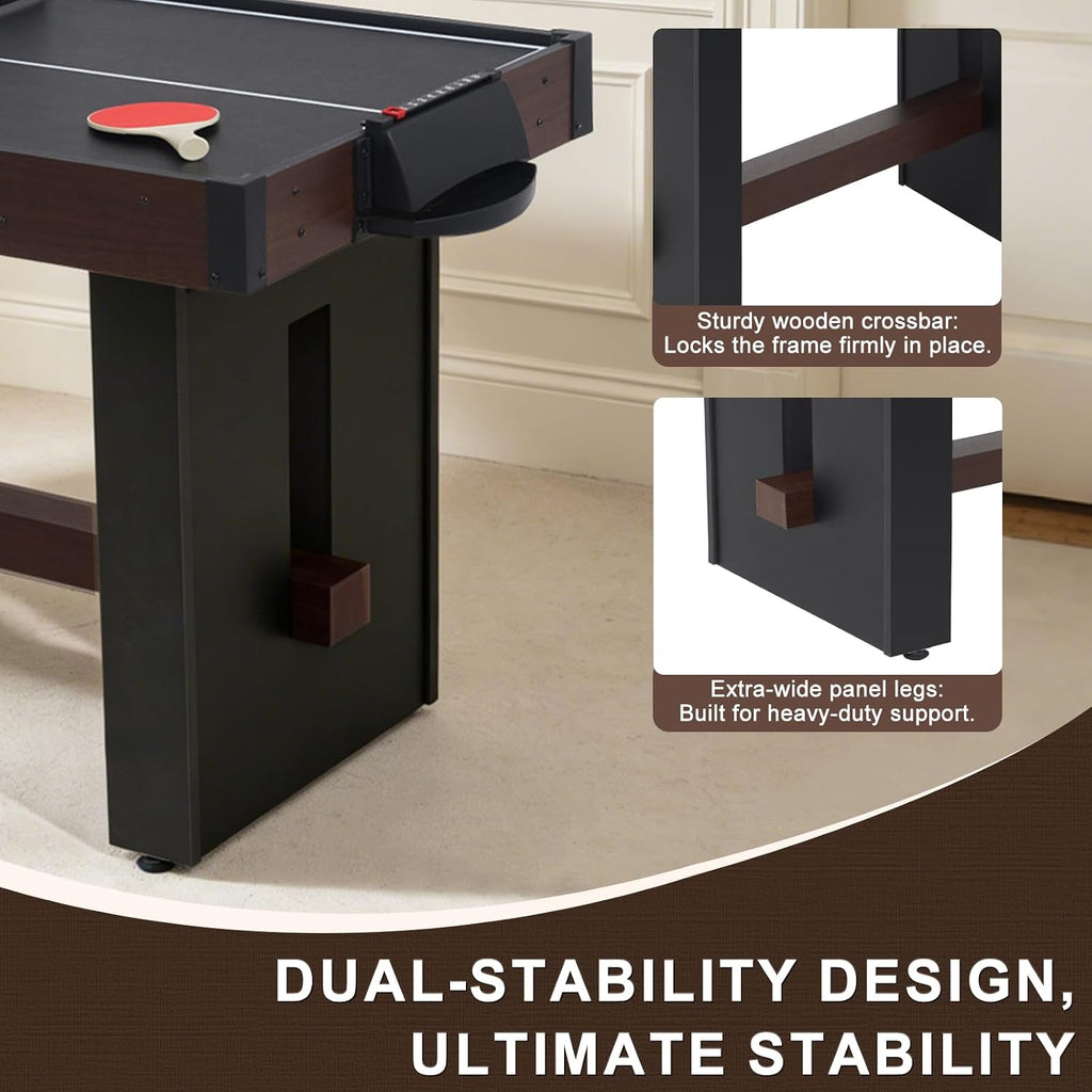 4-in-1 Multi Game Table, 54" Combination Game Table Set, Combo Games Table with Air Hockey, Table Tennis, Foosball