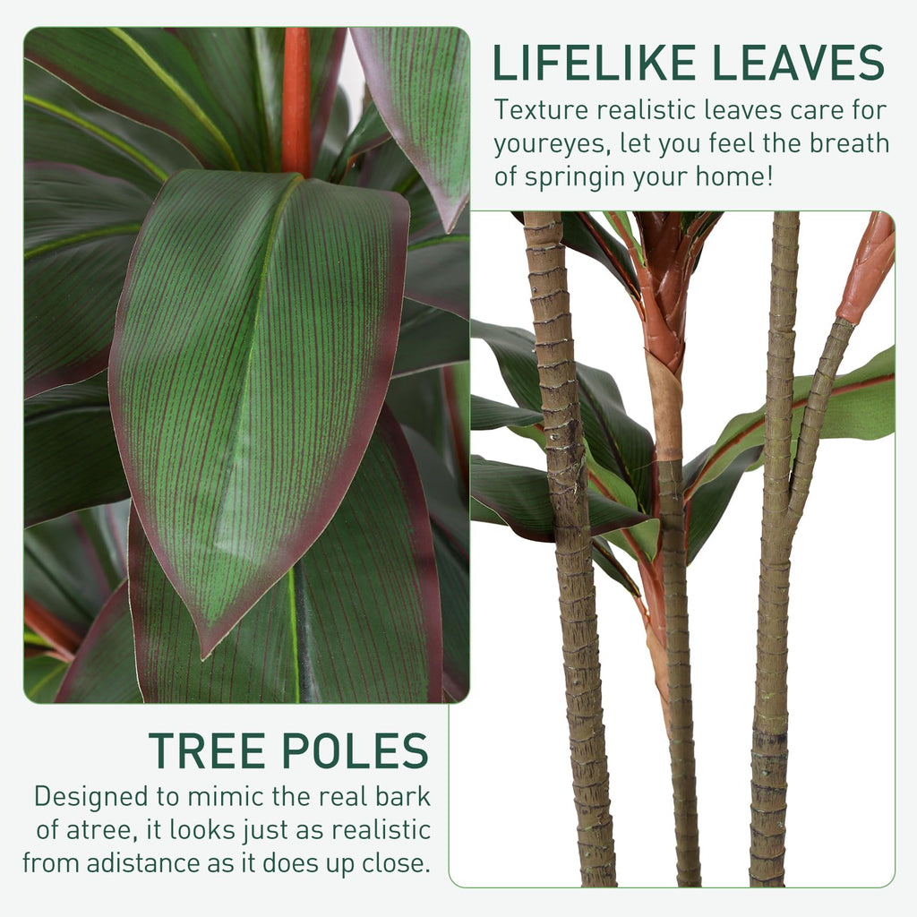 Artificial Dracaena Tree 5 FT, Fake Tree with White Planter, Faux Yucca Silk Floor Plants Indoor, Artificial Trees