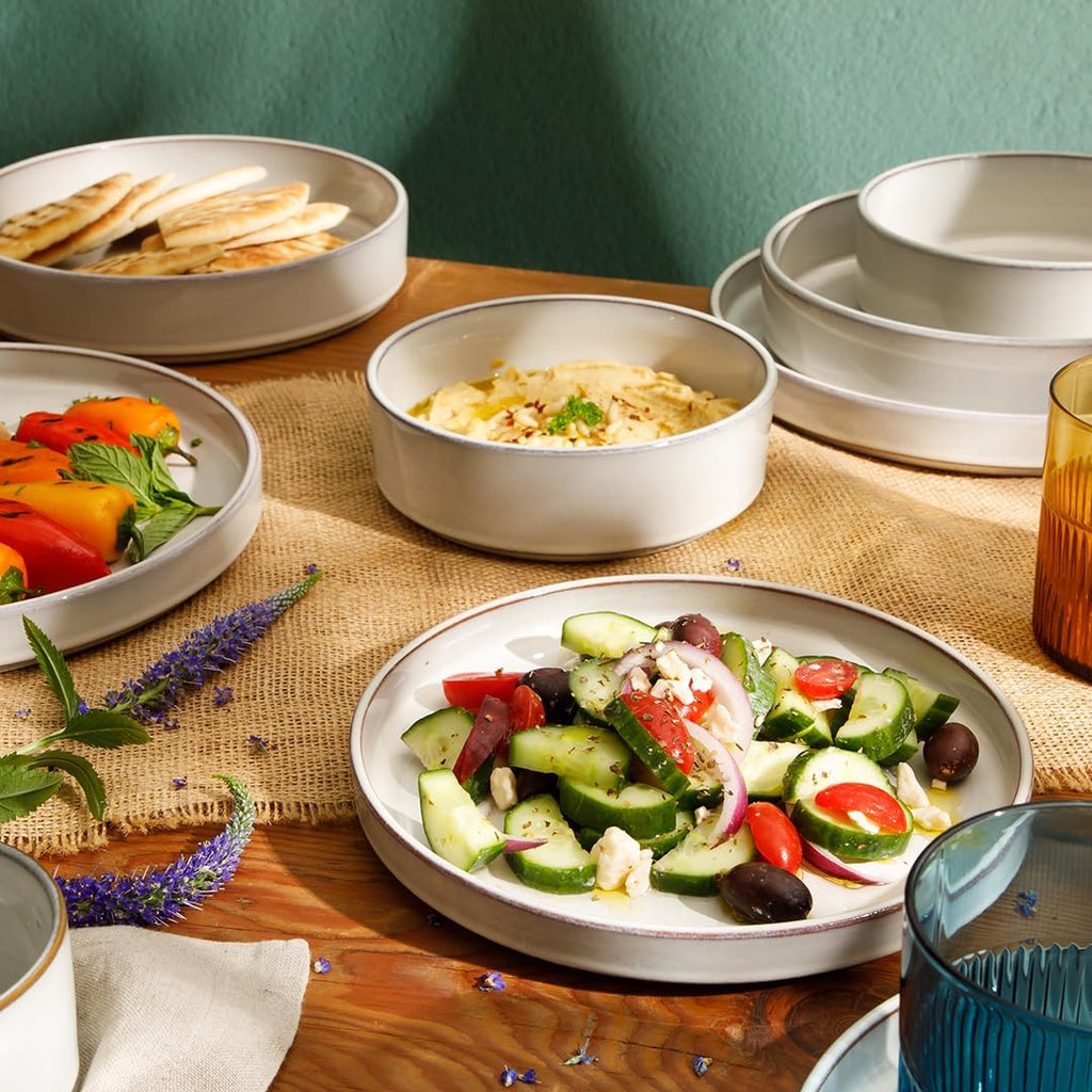 Two Time Oprah's Favorite Things Winner - Santorini Mist Double Bowl Terracotta Reactive Glaze Plates and Bowls