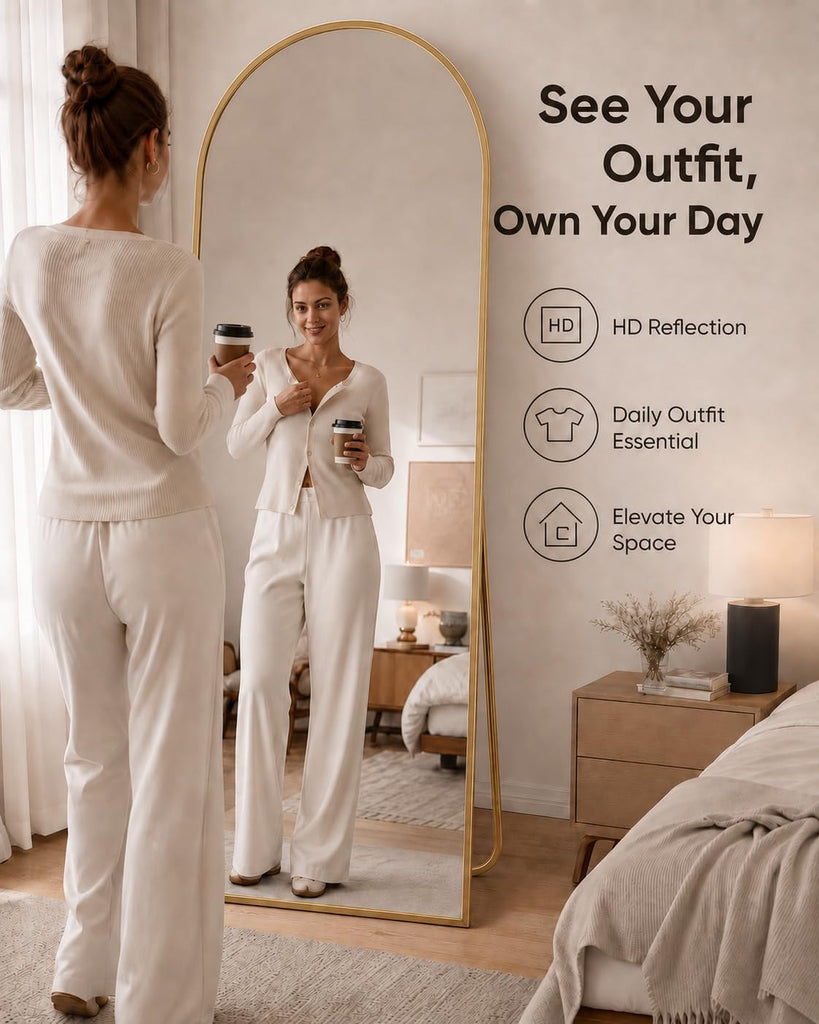 Arched Full Length Mirror, 71"x26"Large Floor Mirrors, for Wall Door Bedroom Bathroom Living Room (Gold)