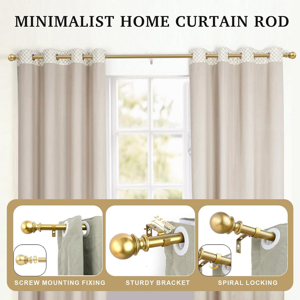 Curtain Rods for windows,1" Diameter Curtain Rod, 32-120" Standard Decorative Window Curtain Rod Set with Brackets