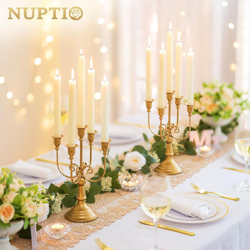 Gold Candelabras Candle Holder Set of 2 Metal Candelabra Centerpieces 5 Branches Candle Stick Stands Candleholder