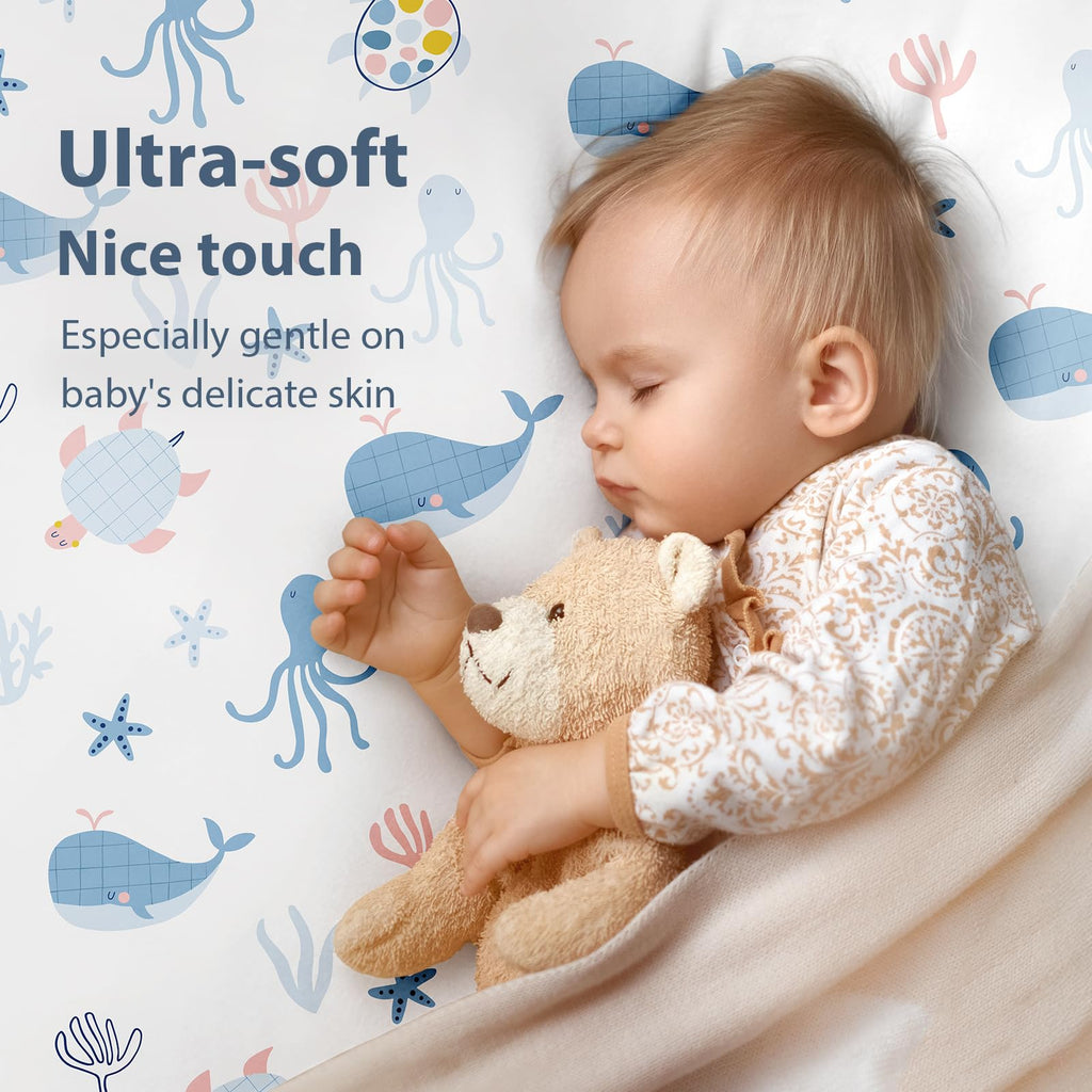 Pack and Play Sheets Fitted, Mini Crib Sheets Boy 38" x 26" 3-Pack