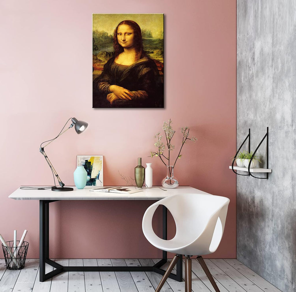 Mona Lisa by Leonardo DaVinci Canvas Wall Art Classic Painting Reproduction Vintage Artwork Print Framed Art for Wall