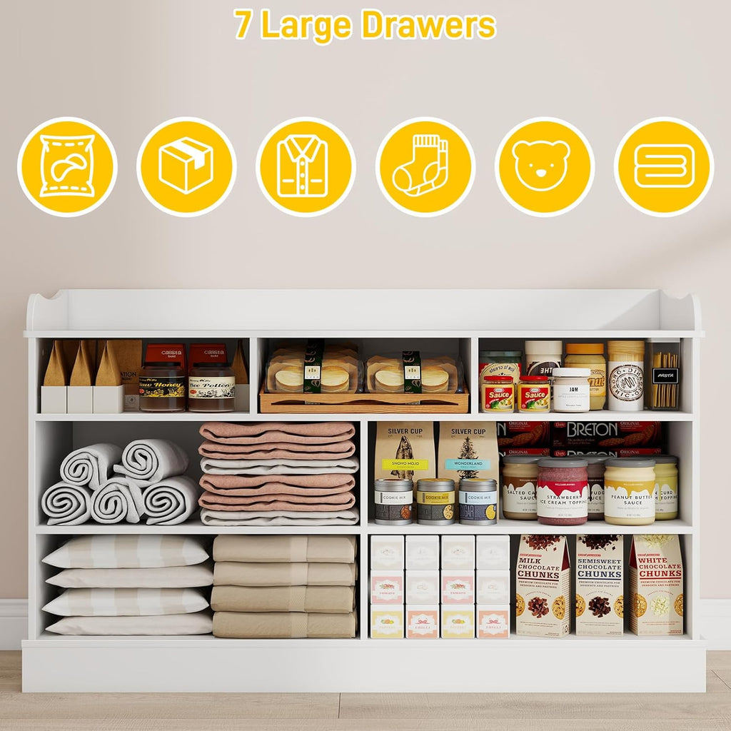 Kids Dresser Cabinet with 7 Drawers, Changing Table , White Chest of Drawers, Baby Dresser, Kids Bedroom Furniture