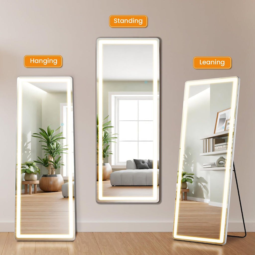 LED Rectangular Full Length Mirror with Light, 71" L x 26" W Full Body Standing Mirror with Shatterproof