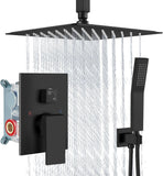 Ceiling Mount Shower System Rain Shower Head with Handheld Spray High Pressure Shower Faucet Set Rough-in Valve Shower