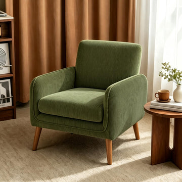 Mid Century Modern Low Back Accent Chair for Small Spaces, Green