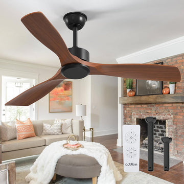 52 inch Ceiling Fans No Lights and Remote Control, Reversible, 3 Wood Blades, 6 Speeds, Noiseless, Indoor/Outdoor Black Walnut Ceiling Fan for Bedroom Shop Patio Gazebo Farmhouse