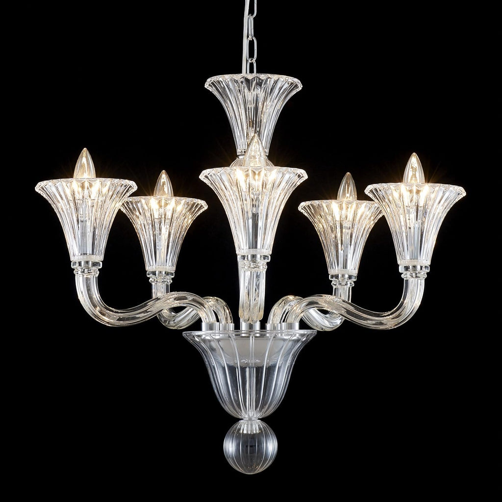 5 Light Crystal Chandelier, Modern Dining Room Light Fixture, Clear Crystal Pendant Light for Bathroom Bedroom Livingroom, D19xW19xH23, E12 Socket