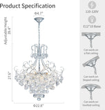 Crystal Chandelier K9 Crystal Lighting Chandelier for Living Room 10 E12 Bulbs High 27.6 in x Diameter 22.8 in, Silver A110-B0CTG17C4X