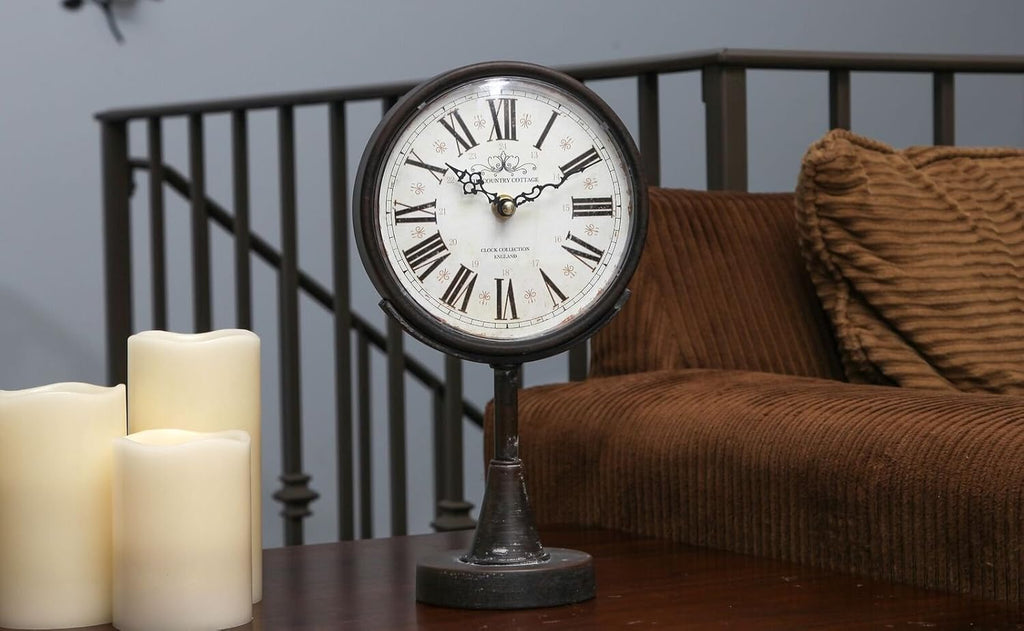 Lily's Home Antique Inspired Decorative Mantle Clock with Large Roman Numerals