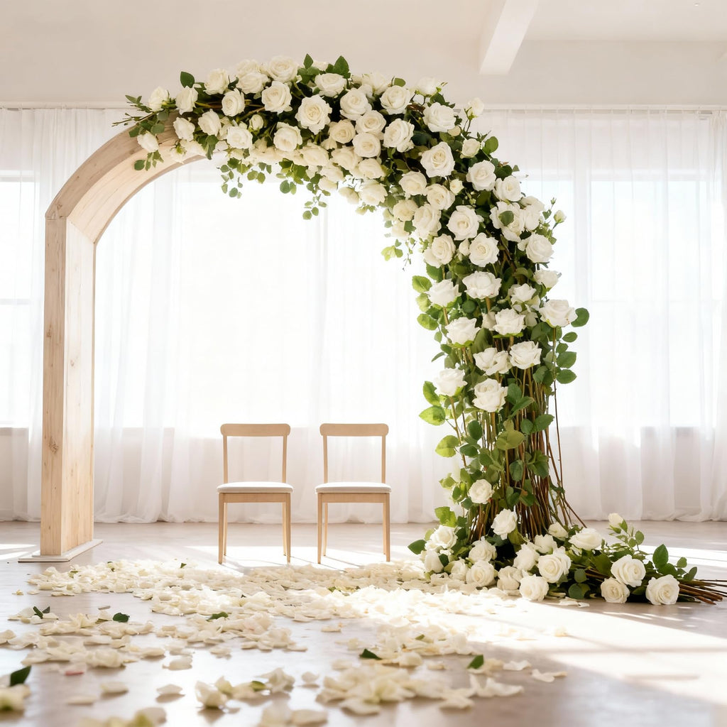 60Pcs White Roses Artificial Flowers with Stem Bulk
