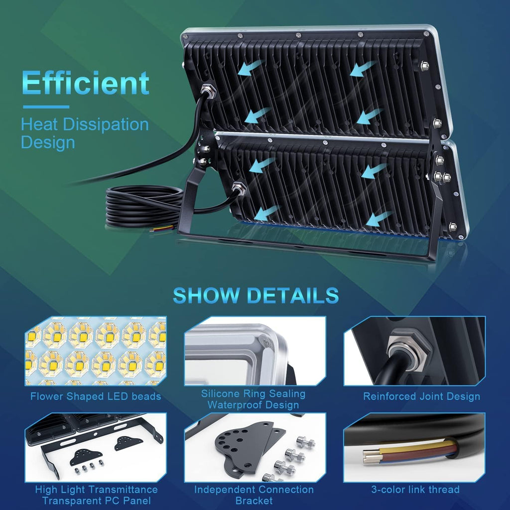 400W LED Flood Light 1 Pack, 40000LM 7000K Super Bright Stadium Lights Outdoor LED, IP67 Waterproof Stadium Flood