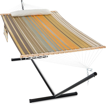 Waterproof Double Hammock with Stand for Outside Heavy Duty, 2 Person 55'' Large Quick Dry Textilene Hammocks with