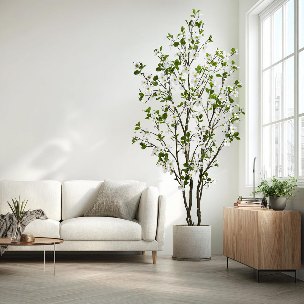 Artificial White Dogwood Flower Tree 7ft