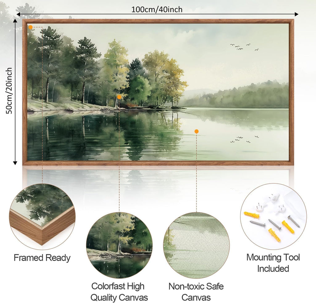 Lake art print Nature Landscape Mountain Wall Art Set-24''X36''X3