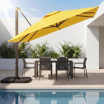 10x10 FT Cantilever Patio Umbrella with Base Included, Large Square Aluminum Offset Outdoor Pool Umbrella