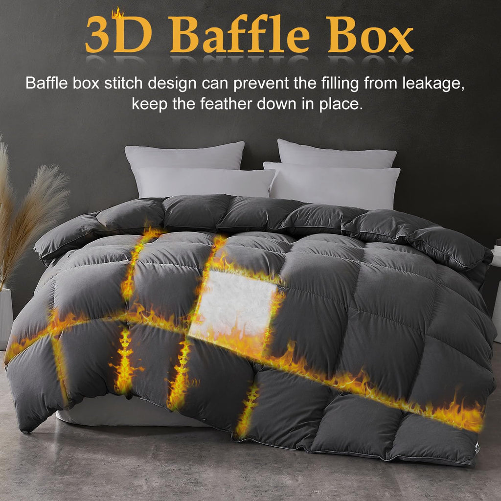 Feather Down Comforter King Size, King Down Duvet Insert, 104x90 Feather Comforter