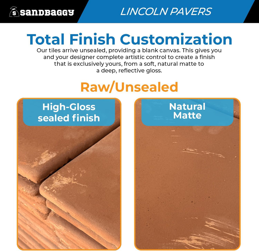 Lincoln Saltillo Tile 12x12 | Unsealed Handmade Square Mexican Terracotta Floor Tile - (12x12, 10, Count)