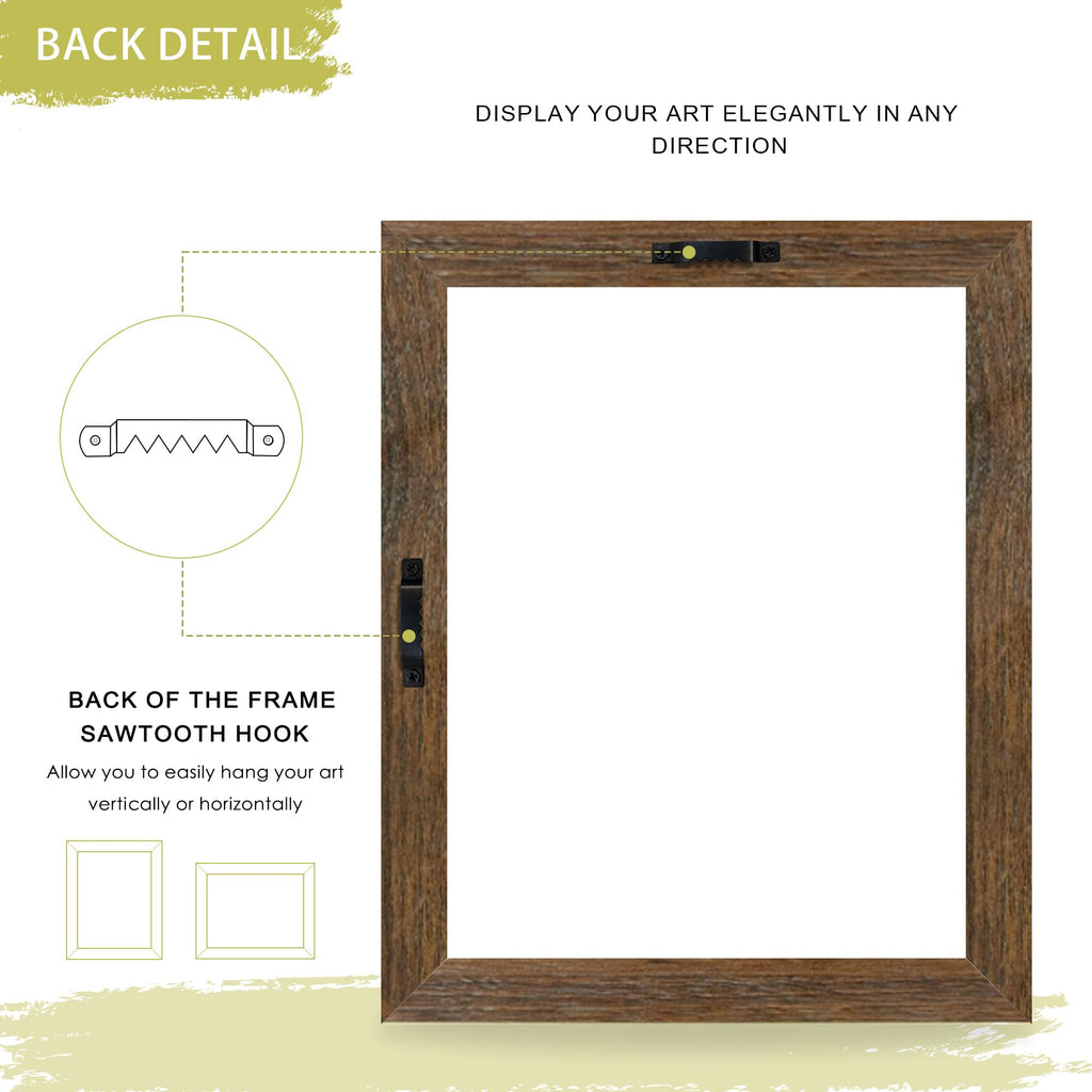 Canvas Floating 8x10 Frame with 0.9" Deep, Brown, With Adhesive
