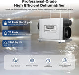 Whole House Dehumidifier, 90 PPD Commercial Grade Whole Home Dehumidifiers for Garages, Water Damage Restoration