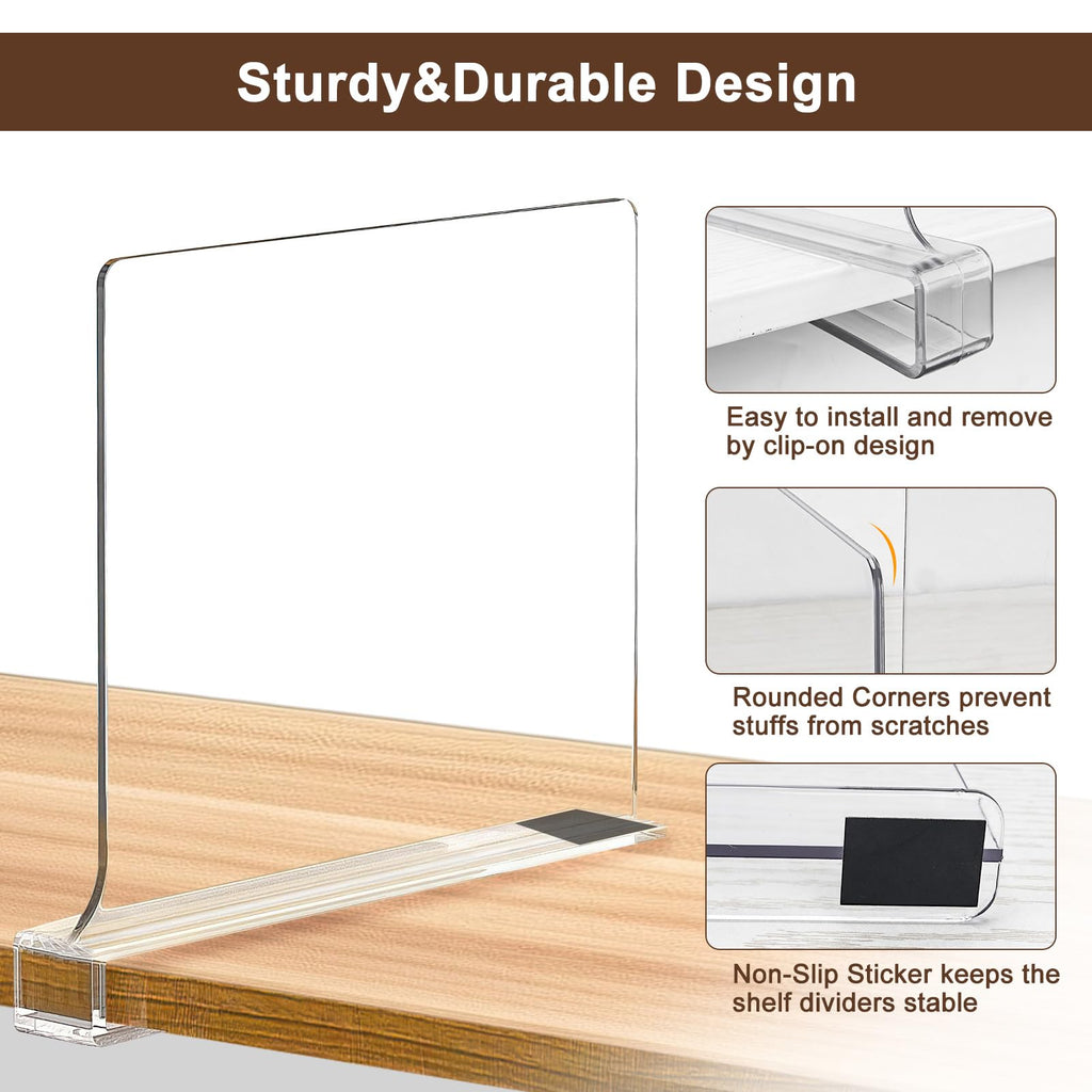 Shelf Dividers for Closet Organization, Adjustable Shelf Separators, 10 Pcs
