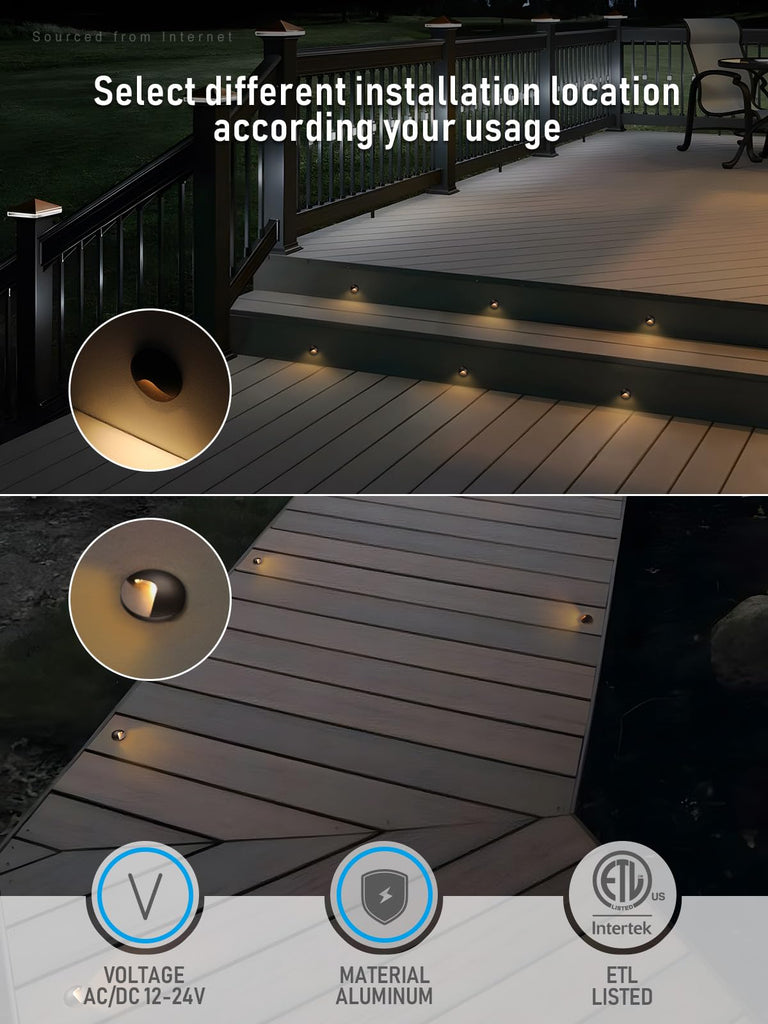 Recessed Low Voltage LED Deck Light Anti-Glare