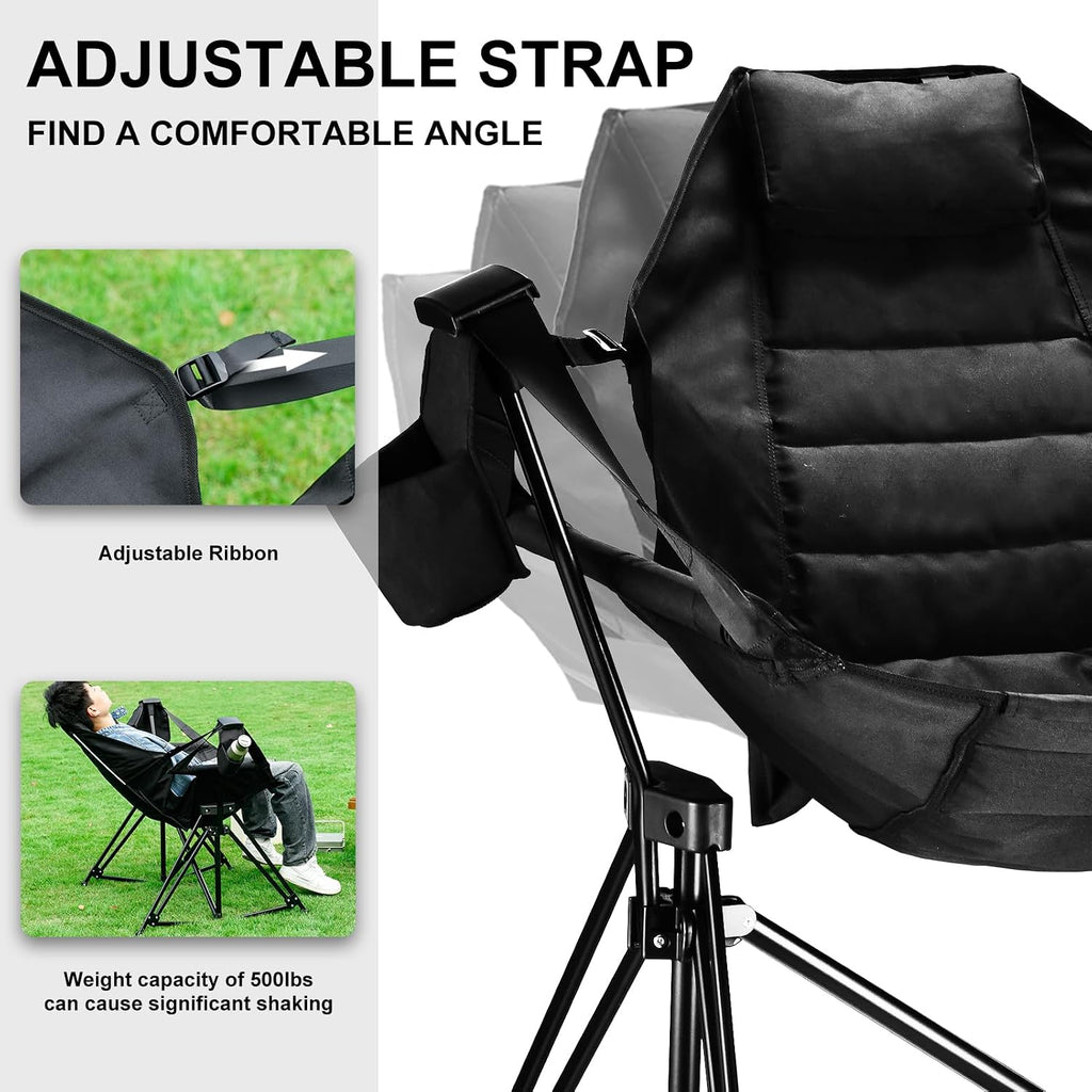 Camping Chair Folding 350lbs Foldable Portable Rocking Chairs for Adults Outside Swinging Camp with Stand Lawn Garden